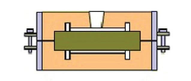 Foto Il nucleo è posizionato sulle sue sedi, poi lo stampo viene richiuso.