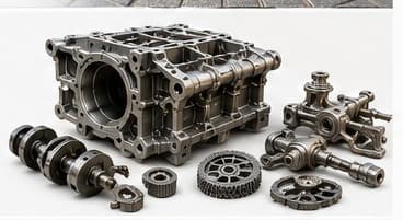 Blocco motore d'epoca e pezzi meccanici restaurati