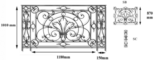 Parapetti balaustre in ghisa Uccellino