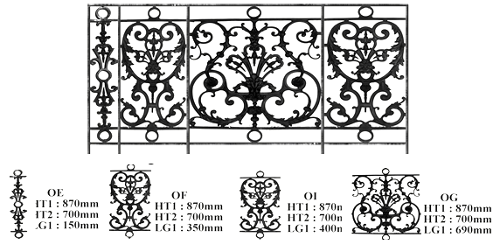 Parapetti balaustre in ghisa Uccellino