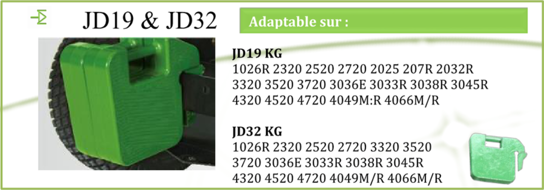 Masse de tracteur motoculteur john deere 19 kg 32 kg