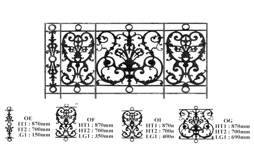 BALUSTRADE BALUSTRE RAMBARDE FONTE FER FORGÉ LOISELET - OE - OF - OG - OI