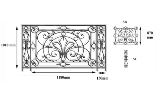 BALUSTRADE BALUSTRE RAMBARDE FONTE FER FORGÉ LOISELET - SB - SC