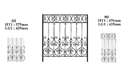 Balustrade Rambarde fonte fer forgé HI-HJ